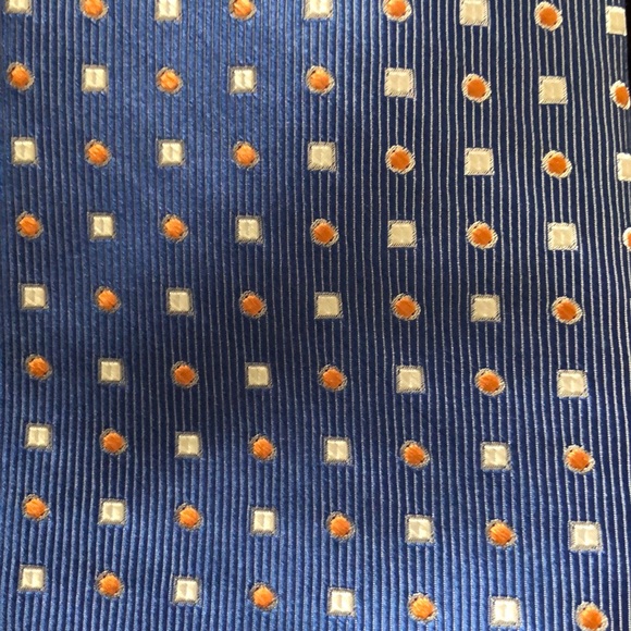 Nordstrom 100% Silk Tie Blue, Light Gray & Orange - Picture 2 of 8